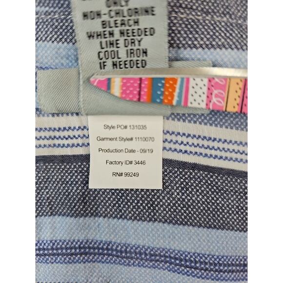 Catherines Womens Sz 5x Blue Pink White Stripe Fairy Lightweight Tunic Blouse - Picture 12 of 13